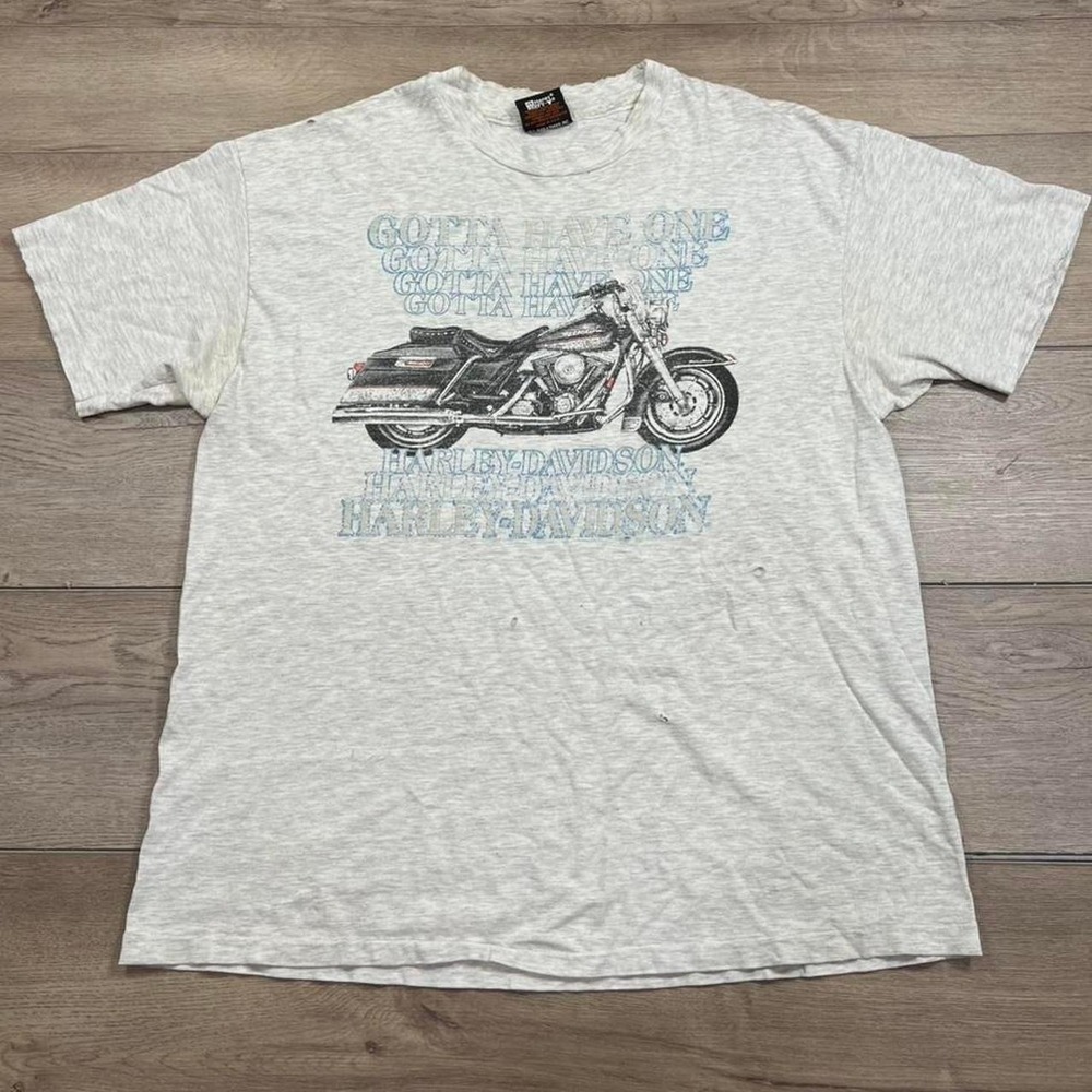 90s Harley-Davidson T-Shirt Mens XL Grey Distressed Biker Tee